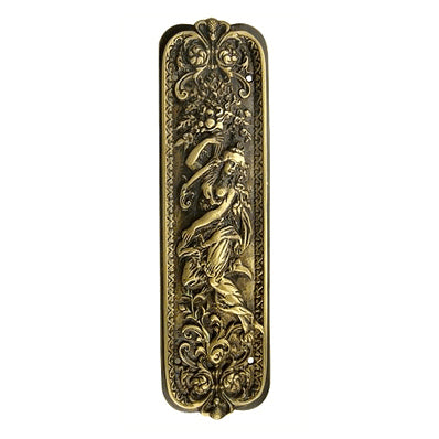 10 1/4 Inch Solid Brass Italianette Style Push Plate (Antique Brass Finish)