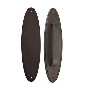 11 Inch Solid Brass Oval Push and Pull Plate Set (Oil Rubbed Bronze Finish)