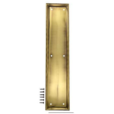 15 Inch Solid Brass Framed Push Plate (Antique Brass Finish)