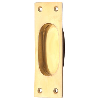5 Inch Rectangular Traditional Solid Brass Pocket Door Pull or Window Sash Pull (Lacquered Brass Finish)