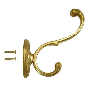 Solid Brass Georgian Roped Coat Hook (Polished Brass Finish)