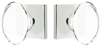 Crystal Hampton Door Knob Set With Square Rosette (Several Finishes)