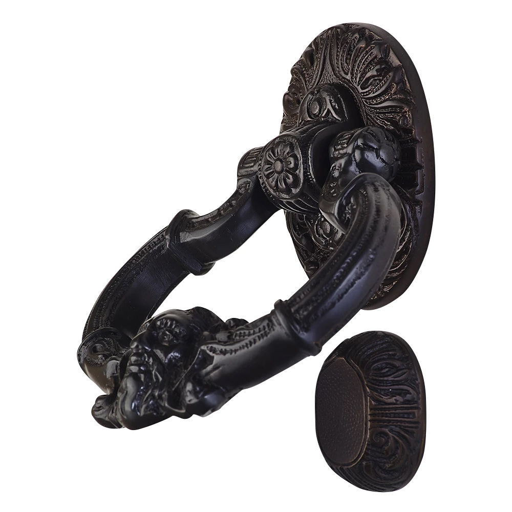 7 Inch (3 3/8 Inch c-c) Neptune Door Knocker in Solid Brass (Oil Rubbed Bronze Finish)