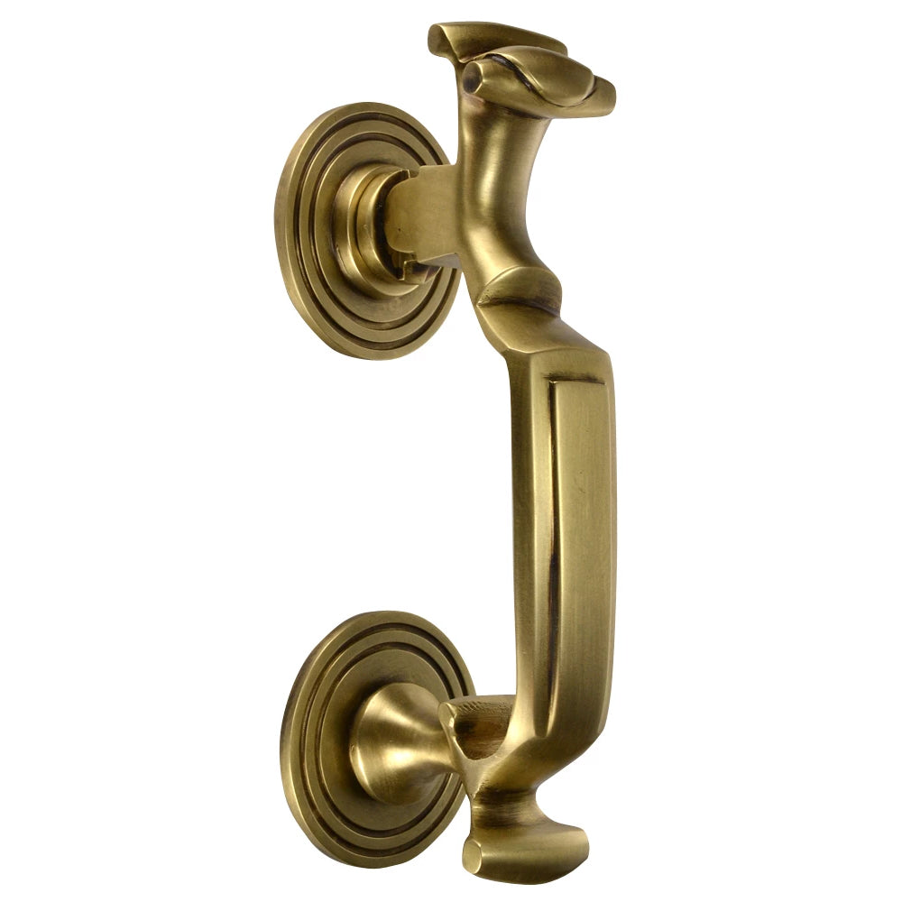 8 Inch (5 Inch c-c) Traditional Doctor's Door Knocker (Antique Brass Finish)