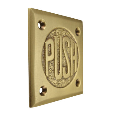 2 3/4 Inch Brass Classic American "PUSH" Plate (Antique Brass Finish)