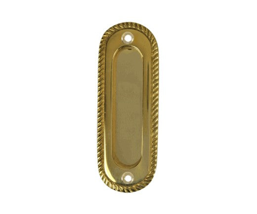 Oval Georgian Roped Solid Brass Pocket Door Pull (Several Finishes)