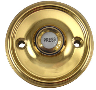 Solid Brass Traditional Style Doorbell (Polished Brass Finish)