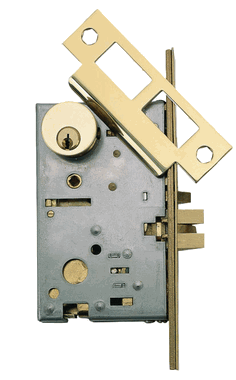 Mortise Lock Body Set with Cylinder (Polished Brass Finish)