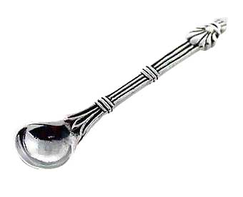 Corinthian Style Ornate Sterling Salt Spoon