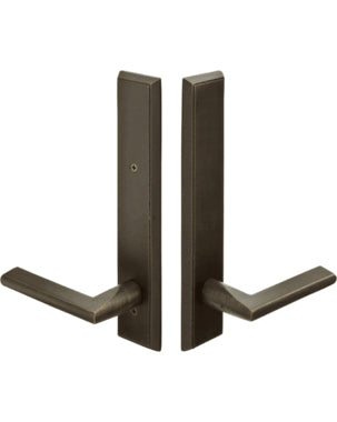 Solid Brass Rectangular Style Dummy Pair Multi Point Lock Trim (Medium Bronze Finish)