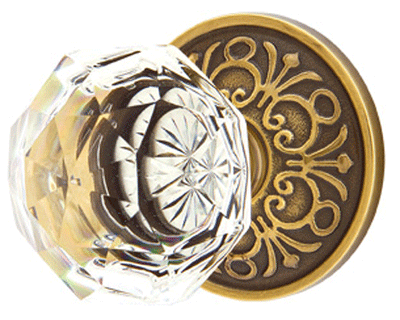 Emtek Diamond Crystal Door Knob Set With Lancaster Rosette