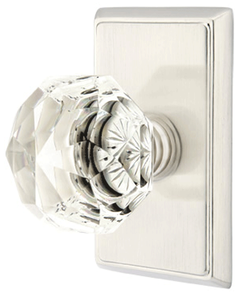 Diamond Crystal Door Knob Set With Rectangular Rosette
