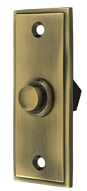 Bell Buttons, Solid Brass Bell Button, Rectangular Contemporary (Antique Brass Finish)