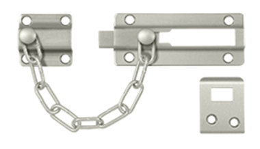 Door Guards, Security, Solid Brass Door Guard, Chain / Doorbolt  (Brushed Nickel Finish)