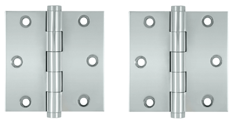 3 1/2 X 3 1/2 Inch Solid Brass Hinge Interchangeable Finials (Square Corner, Chrome Finish)
