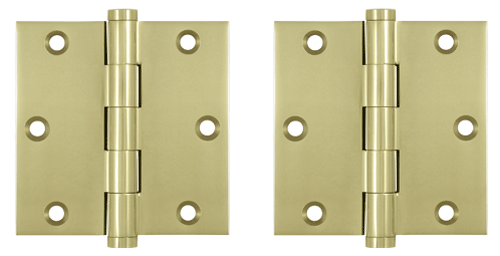 3 1/2 X 3 1/2 Inch Solid Brass Hinge Interchangeable Finials (Square Corner, Unlacquered Brass Finish)
