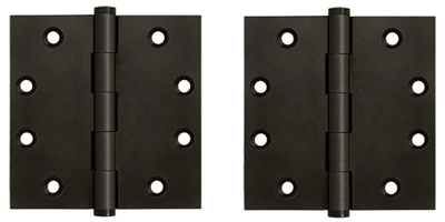 4 1/2 Inch X 4 1/2 Inch Solid Brass Square Hinge Interchangeable Finials (Oil Rubbed Bronze Finish)