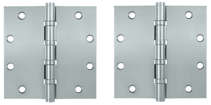 5 Inch X 5 Inch Solid Brass Four Ball Bearing Square Hinge (Chrome)
