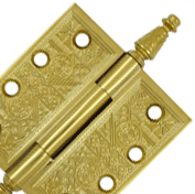 4 X 4 Inch Solid Brass Ornate Finial Style Hinge (PVD Polished Brass Finish)