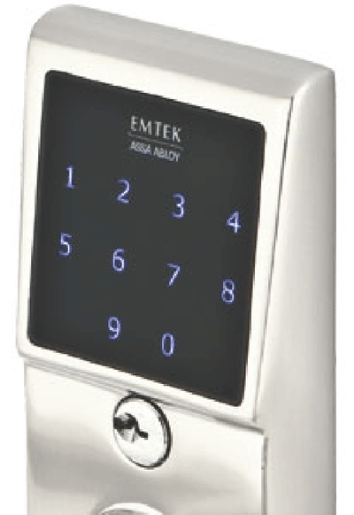 Emtek E4020 Door Hardware EMTouch Brass Keypad Lever Set (Brushed Nickel Finish)