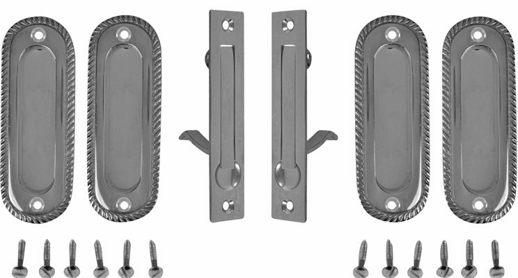 Georgian Oval Double Pocket Passage Style Door Set (Polished Chrome Finish)