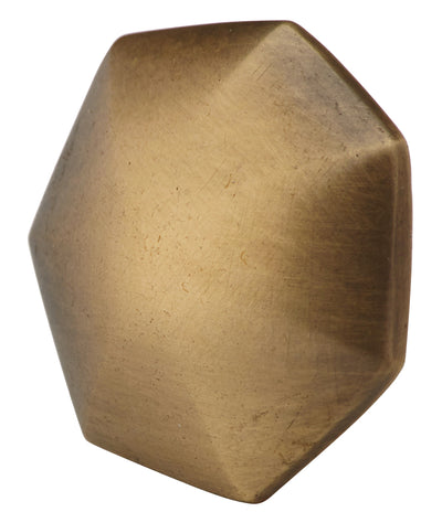 1 3/8 Inch Solid Brass Heptagonal Cabinet Knob (Antique Brass Finish)
