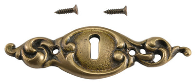 3 1/2 Inch Solid Brass Victorian Escutcheon (Antique Brass Finish)
