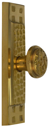 3 1/2 Inch (3 Inch c-c) Rectangular Craftsman Cabinet Knob With Backplate (Polished Brass Finish)