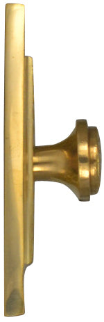 3 1/2 Inch (3 Inch c-c) Rectangular Craftsman Cabinet Knob With Backplate (Polished Brass Finish)