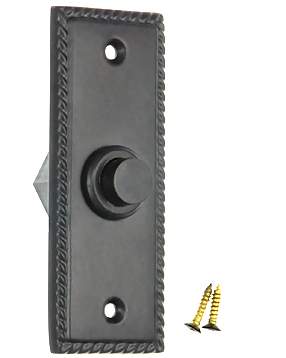 3 1/3 Inch Solid Brass Doorbell Button (Flat Black Finish)