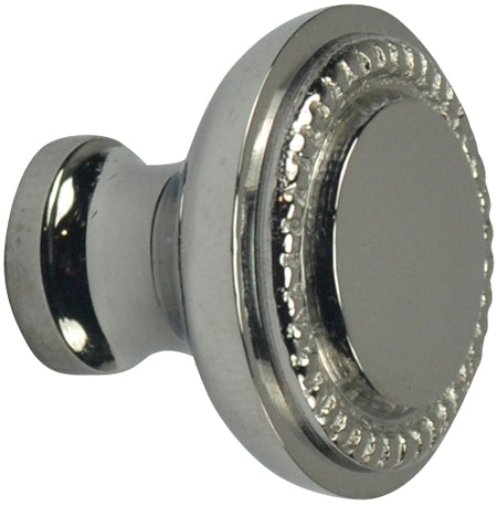 1 1/2 Inch Solid Brass Beaded Round Knob (Polished Chrome Finish)
