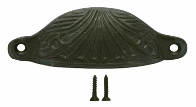 4 Inch Overall (3 2/5 Inch c-c) Solid Brass Art Deco Cup Pull (Oil Rubbed Bronze Finish)