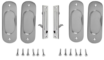 Traditional Oval Pattern Double Pocket Passage Style Door Set (Polished Chrome)
