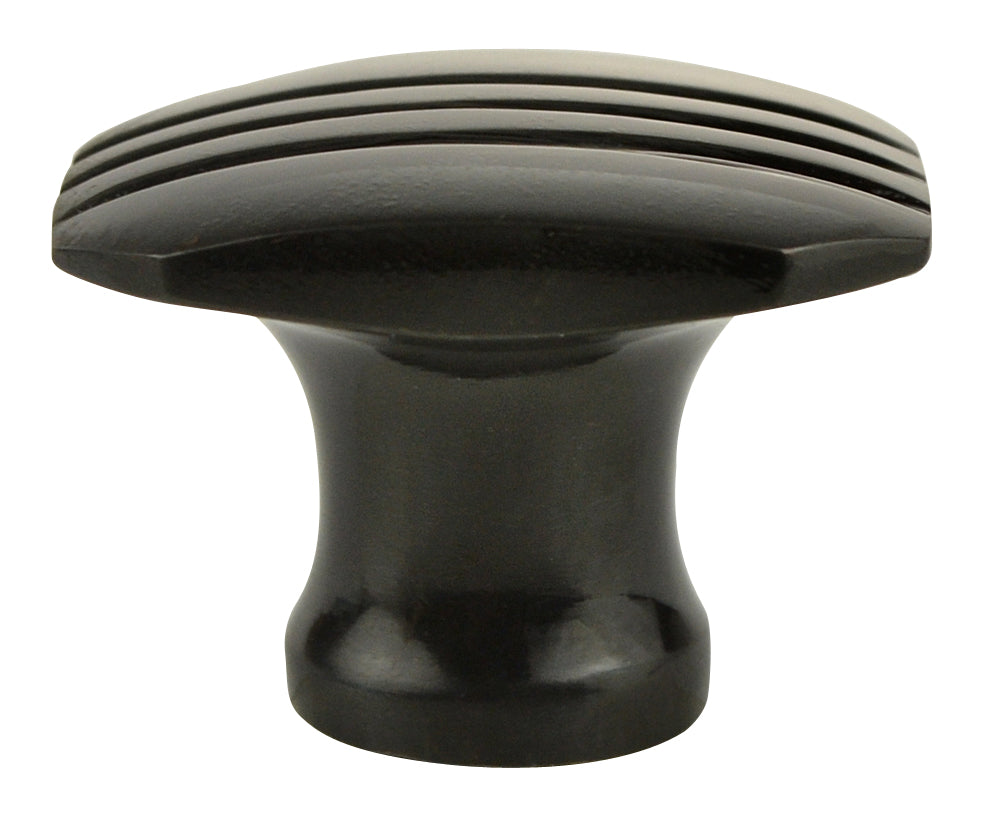 1 1/10 Inch Solid Brass Art Deco Style Lined Knob (Oil Rubbed Bronze Finish)