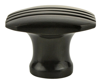 1 1/10 Inch Solid Brass Art Deco Style Lined Knob (Oil Rubbed Bronze Finish)