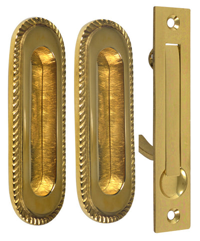 Georgian Oval Single Pocket Passage Style Door Set (Polished Brass Finish)