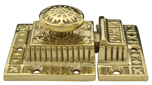 3 Inch Long Windsor Pattern Lost Wax Cast Cabinet Latch (Polished Brass Finish)