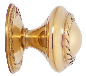 1 Inch Solid Brass Georgian Roped Round Knob (Polished Brass Finish)
