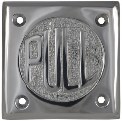2 3/4 Inch Brass Classic American "PULL" Plate (Polished Chrome Finish)