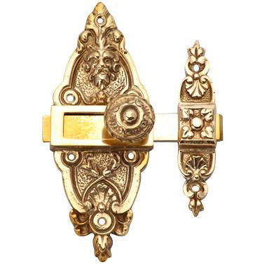 5 1/2 Gargoyle French Door or Cabinet Slide Bolt Latch (Polished Brass Finish)