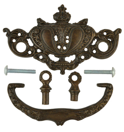 4 1/4 Inch Solid Brass Baroque Rococo Lamp Bail Pull (Oil Rubbed Bronze Finish)