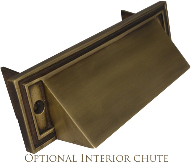 Mission Style Mail Slot for Front Doors (Antique Brass Finish)