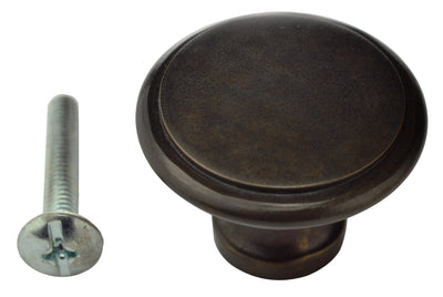 1 1/4 Inch Brass Flat Top Cabinet Knob (Oil Rubbed Bronze Finish)