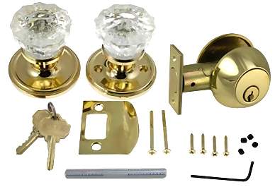 Victorian Back Plate Entryway Set (Polished Brass Finish)
