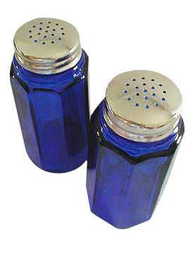 Salt and Pepper Shakers - Cobalt Blue Glass Panel Pattern