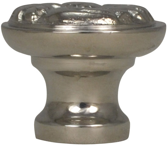 1 1/4 Inch Solid Brass Patterned Round Knob (Polished Chrome Finish)