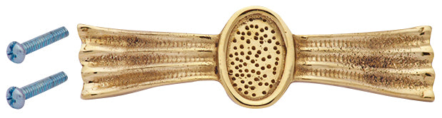 4 3/8 Inch Overall (3 1/4 Inch c-c) Solid Brass Hammered Drawer Pull (Polished Brass Finish)