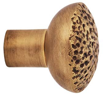 1 1/4 Inch Solid Brass Hand-Hammered Round Knob (Antique Brass Finish)