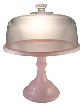 Set of Three Tiered Cake Plates (Crown Tuscan Pink Glass)
