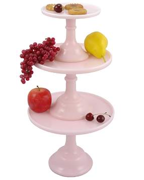 Set of Three Tiered Cake Plates (Crown Tuscan Pink Glass)